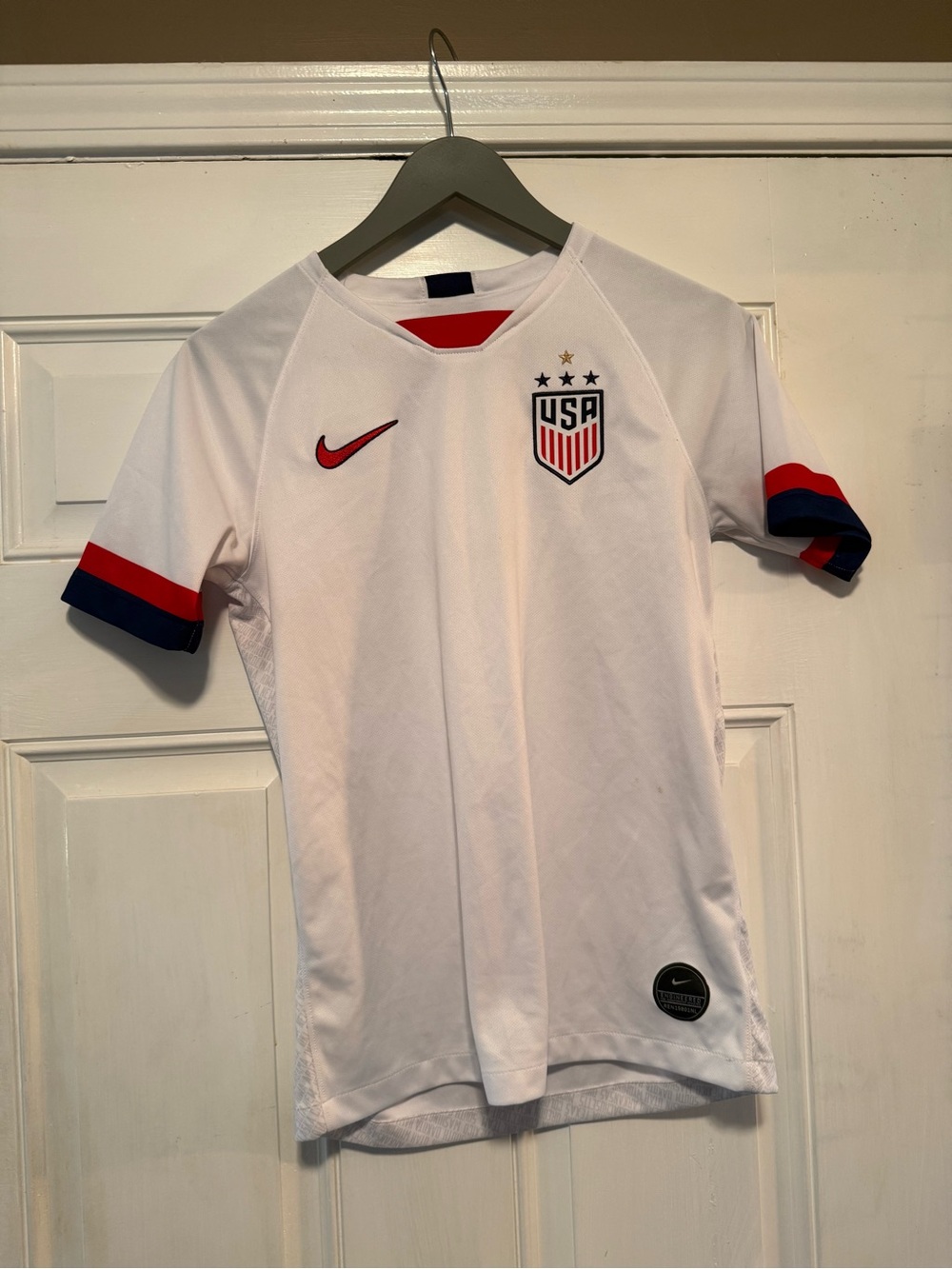 Nike White Soccer Jersey with Red & Navy Accents